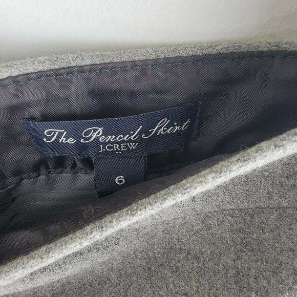 Like New! J Crew Sz 6 The Pencil Skirt Fully Lined Grey Wool Vented Skirt - Picture 6 of 6